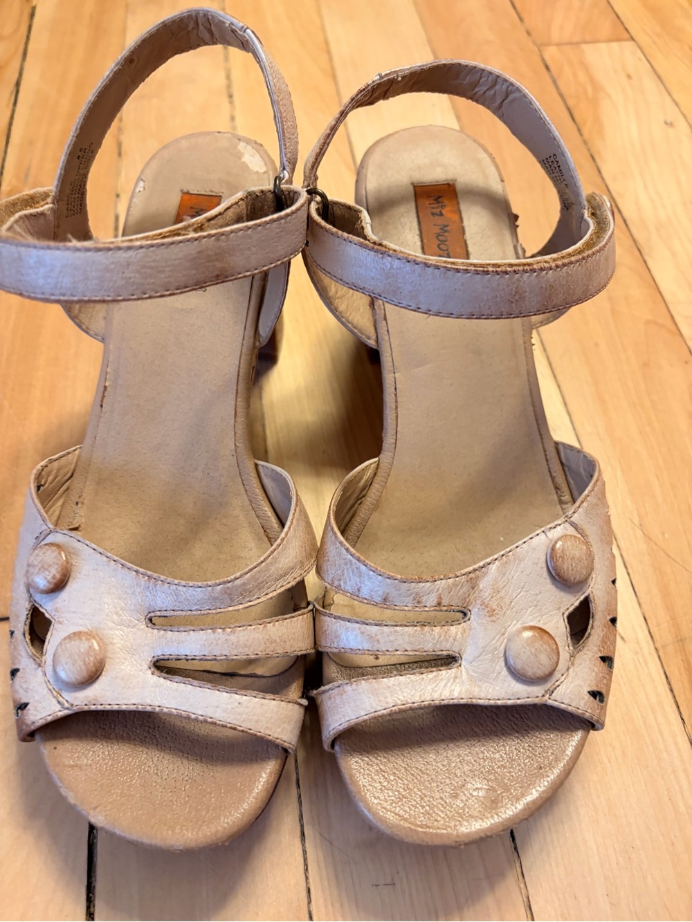 Miz Mooz Camille Neutral Tan Women’s Ankle-Strap Heeled Sandals